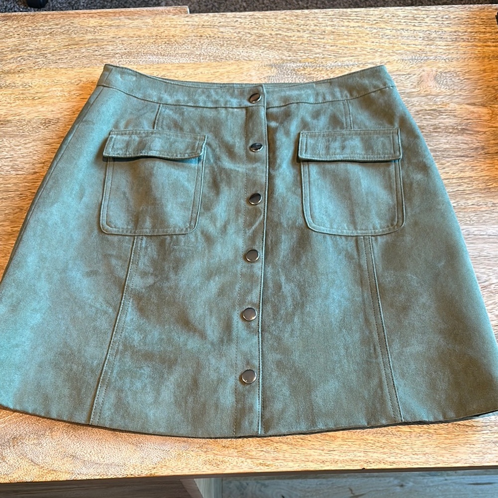 I Heart Ronson Sage Green lined Mini A-Line Cargo Skirt for Work